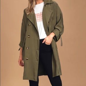 Lulus khaki olive green Double breasted trenchcoat